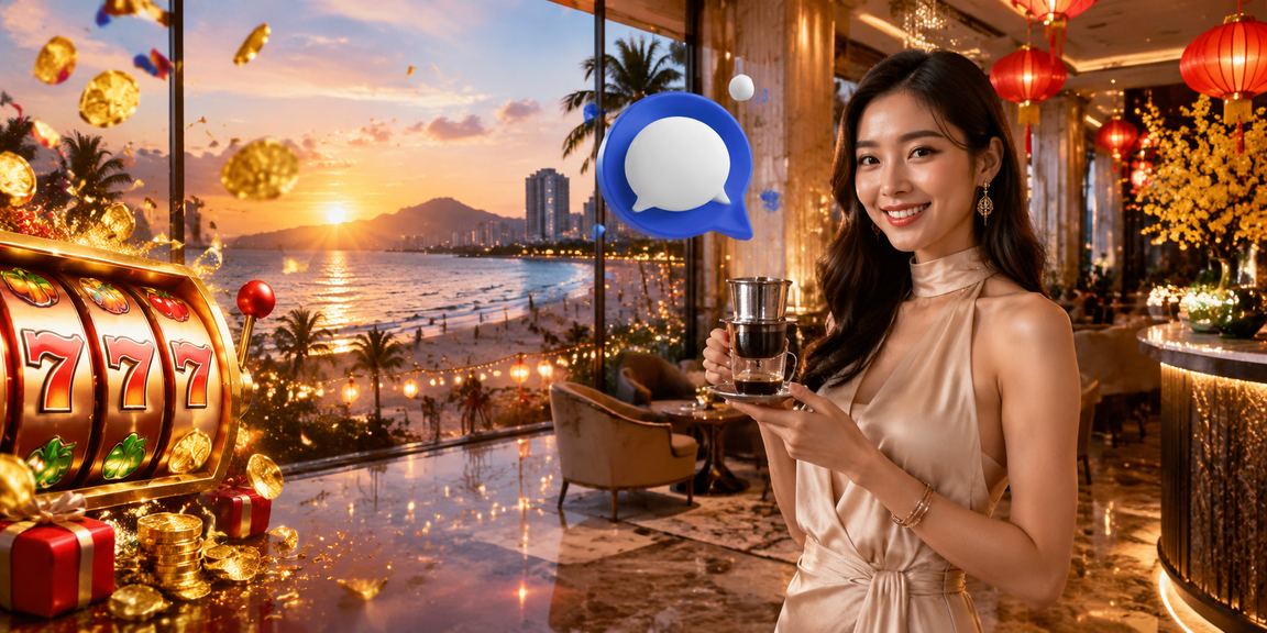 Người chơi slot game tại Đà Nẵng với ly cà phê – giải trí VIP buổi sáng