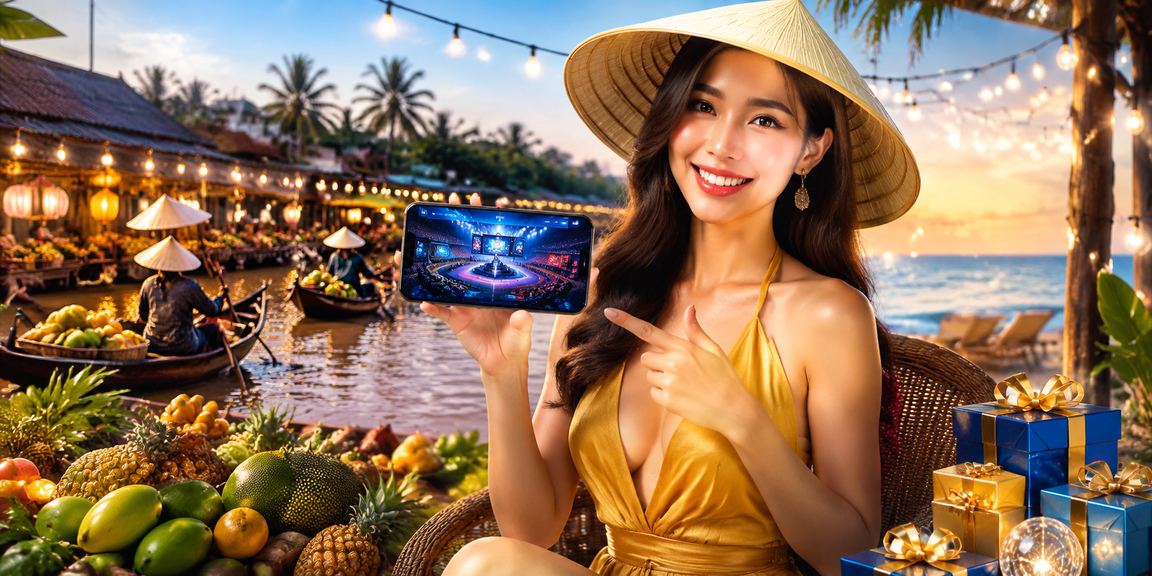 Người chơi thư giãn bên bờ sông Mekong và tham gia đặt cược esports trên điện thoại